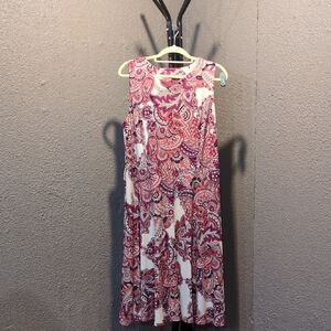 Paisley Pink and White Sleeveless Dress